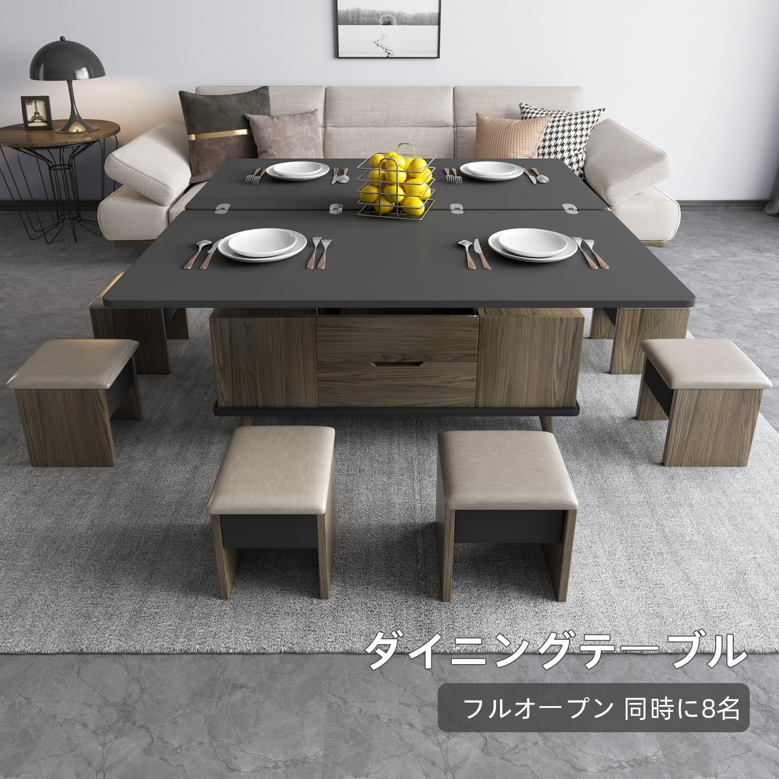Amazon.co.jp: QEZEOM多機能昇降式テーブル リビングテーブル 昇降式